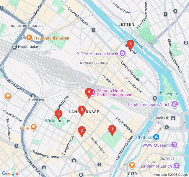 Route map for Langstrasse: From Red Light to Hipster Heights