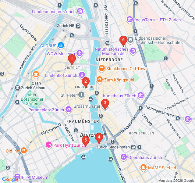 Route map for Zurich’s Skyline: The Best Panoramic Viewpoints