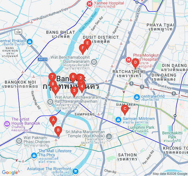 Route map for Ban Bat: The Alleys of the Monk Bowl Makers