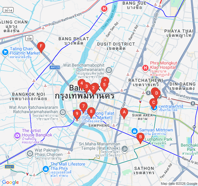 Route map for Nang Loeng: The Vintage Heart of Bangkok