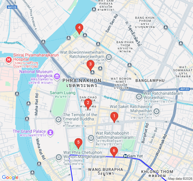 Route map for Phra Nakhon Literary and Coffee Trail