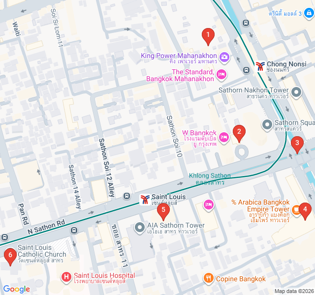 Route map for Sathorn Skyline: Skyscrapers and Skywalks