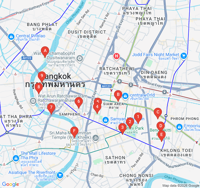 Route map for Sukhumvit's Green Mile and Modernity