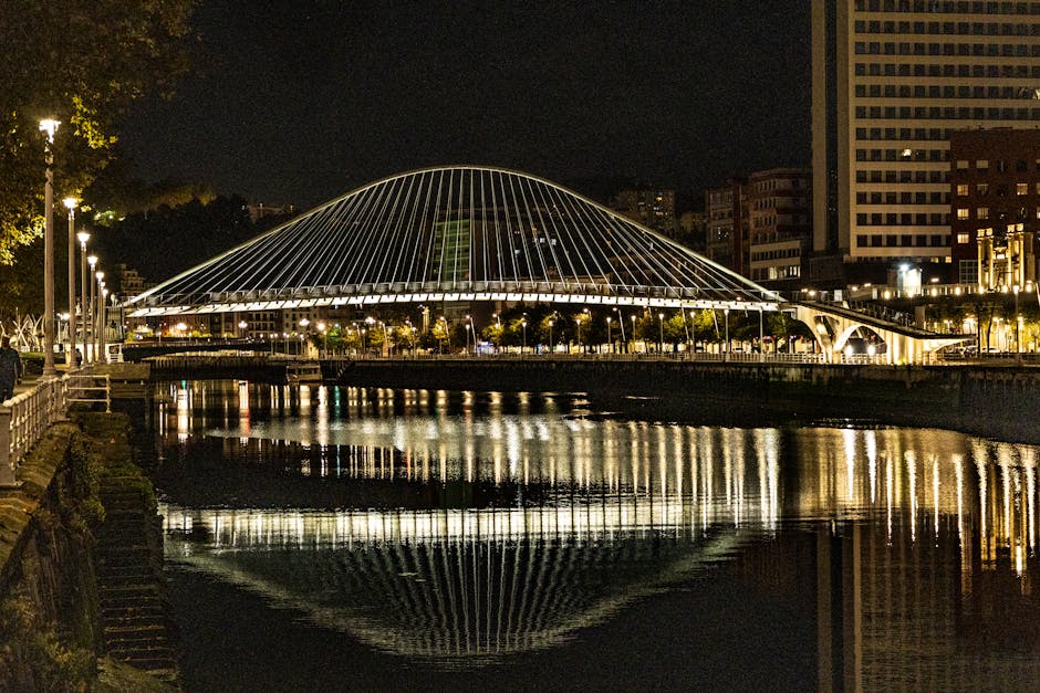 Golden Hour Glow: The Bridges of Bilbao