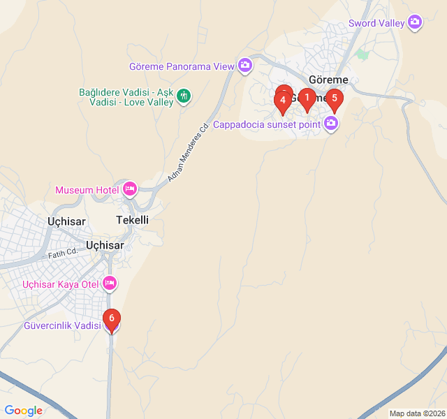 Route map for The Blue Hour: Göreme’s Best Photography Terraces