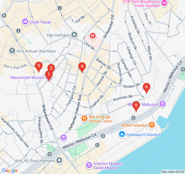 Route map for Bohemian Cihangir and the Museum of Innocence