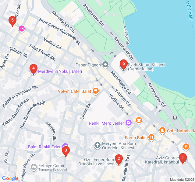 Route map for The Colors of Balat and Fener