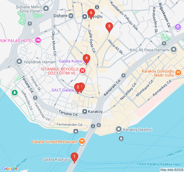 Route map for Galata's Creative Spirit and Hidden Stairs