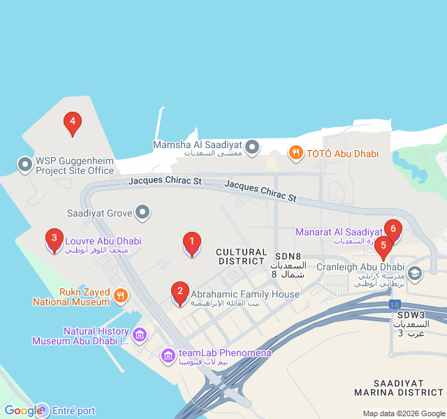 Route map for The Art of the Island: Saadiyat Cultural District Walk