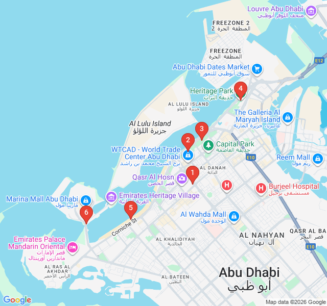 Route map for Corniche Curves: Sculptures and Skyline Views