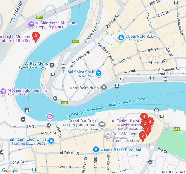Route map for The Al Bastakiya Heritage Trail