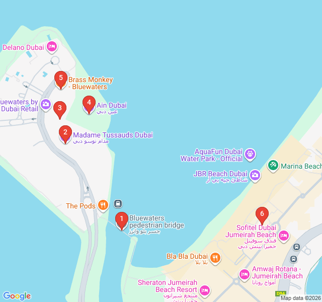 Route map for The Island and the Walk: JBR to Bluewaters