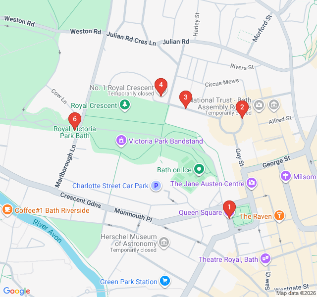 Route map for Georgian Grandeur and The Royal Crescent
