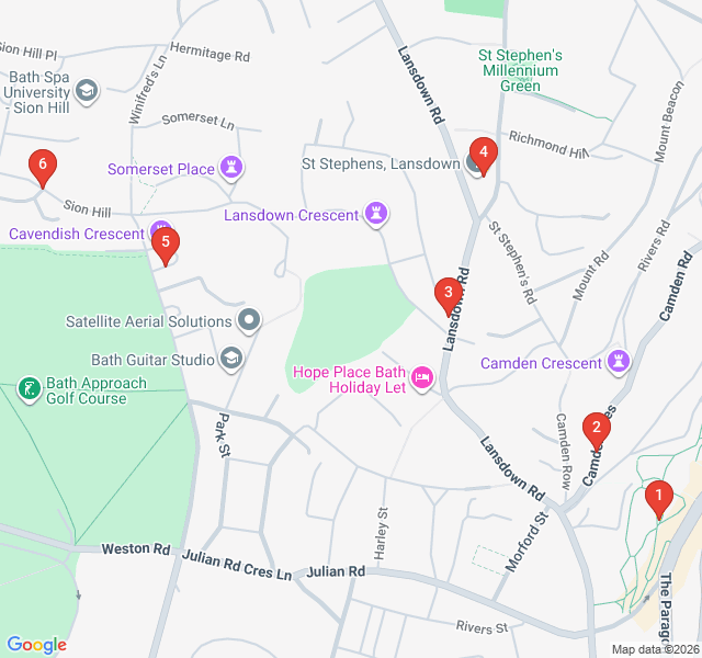 Route map for Golden Hour over Camden: Bath’s Northern Heights