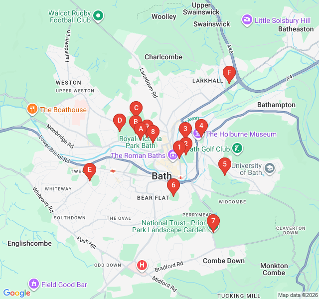 Route map for Parks and Play: A Family-Friendly Bath Trail