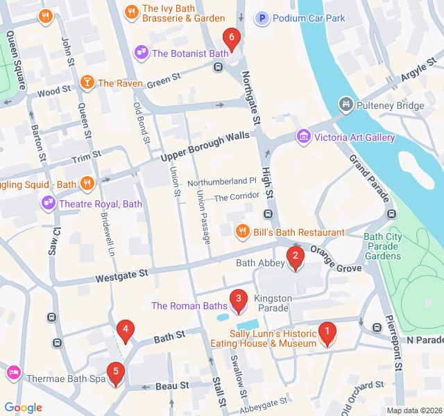 Route map for Roman Springs and Medieval Spires