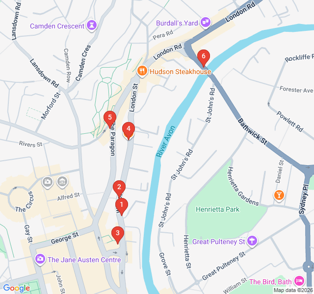 Route map for Walcot Street: The Artisan Quarter