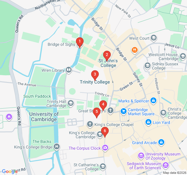 Route map for Cambridge on Screen: Famous Film and TV Locations