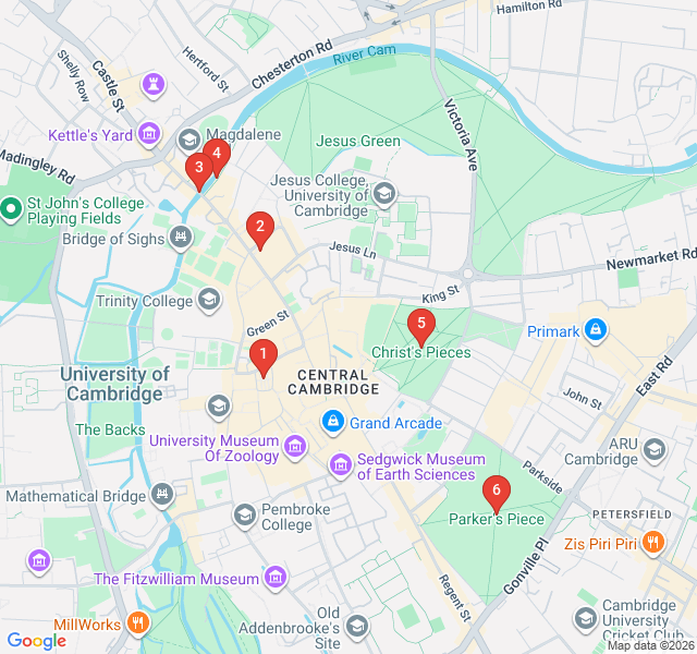 Route map for The Early Bird’s Cambridge: Markets and Morning Views