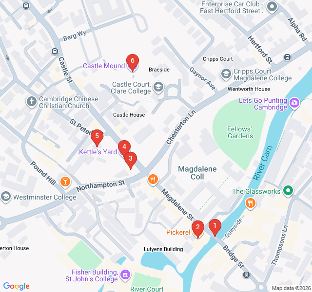 Route map for Kettle's Yard and the Castle Hill Heights