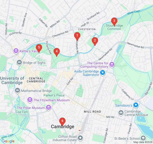 Route map for Rowers and Reaches: The Lower River Cam Walk