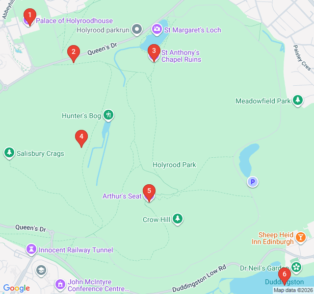 Route map for Arthur's Seat: The High Road to Holyrood
