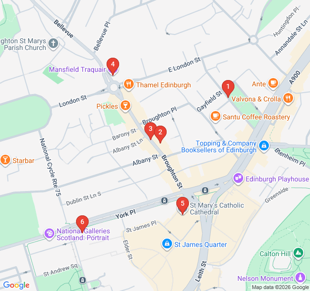 Route map for Broughton Street: Coffee, Curios, and Creative Spirit