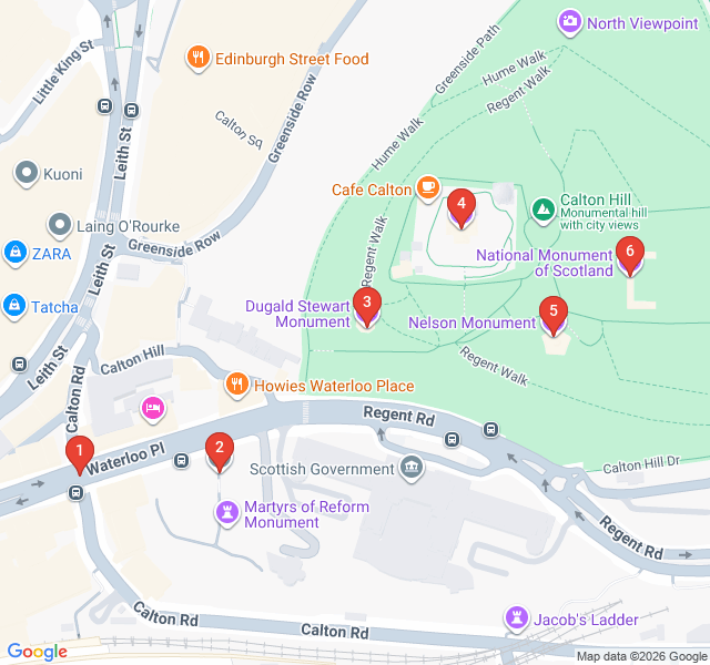 Route map for Calton Hill: Edinburgh's Acropolis and Skyline Views