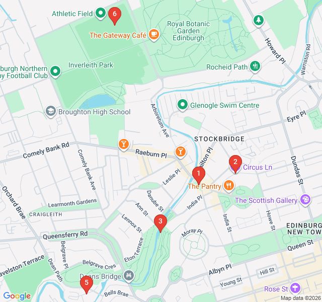 Route map for Dean Village and Water of Leith Photography Walk