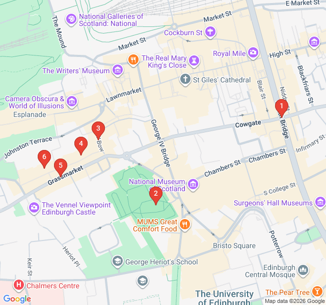 Route map for Ghosts and Gallows of the Old Town