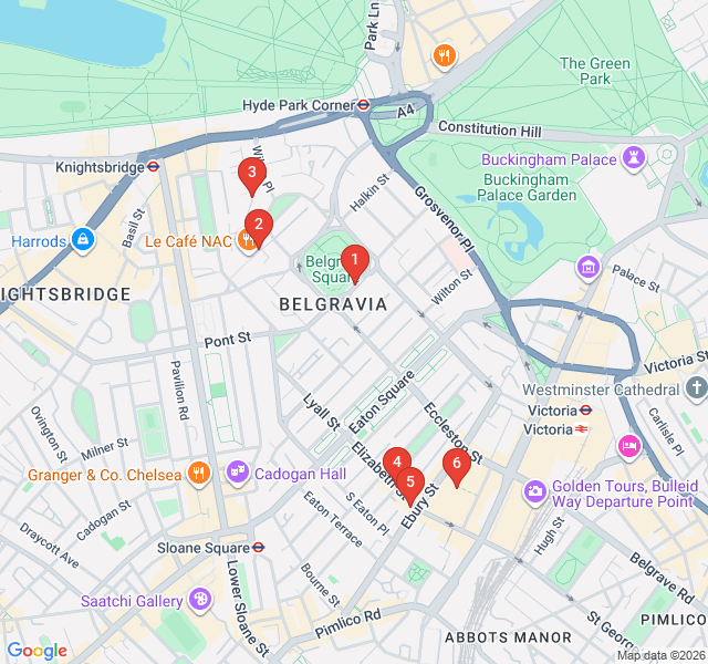 Route map for Belgravia’s Hidden Mews & Embassy Grandeur