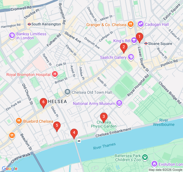 Route map for Chelsea Riverside & Bohemian Chic
