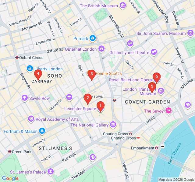 Route map for Covent Garden & Soho: Theatreland & Neon Lights