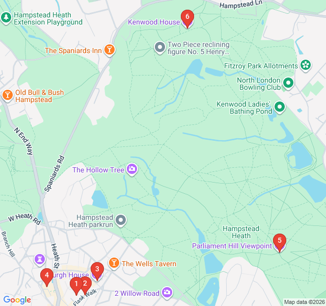 Route map for Hampstead Village: Heights, Heath & Hallowe'en Spirits