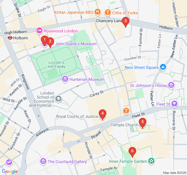 Route map for The Legal Labyrinth: Inns of Court & Hidden Alleys