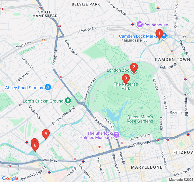 Route map for Little Venice to Camden: The Regent’s Canal Walk