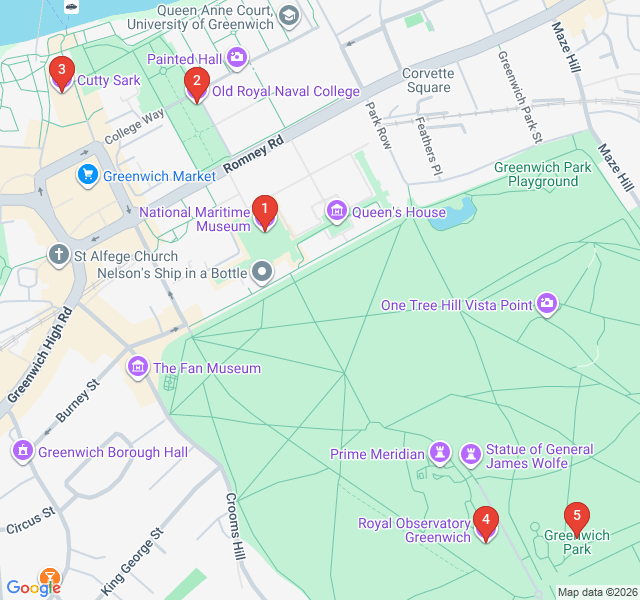 Route map for Maritime Greenwich: Where Time Begins