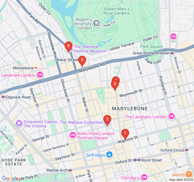 Route map for Marylebone Mews & Literary Legends