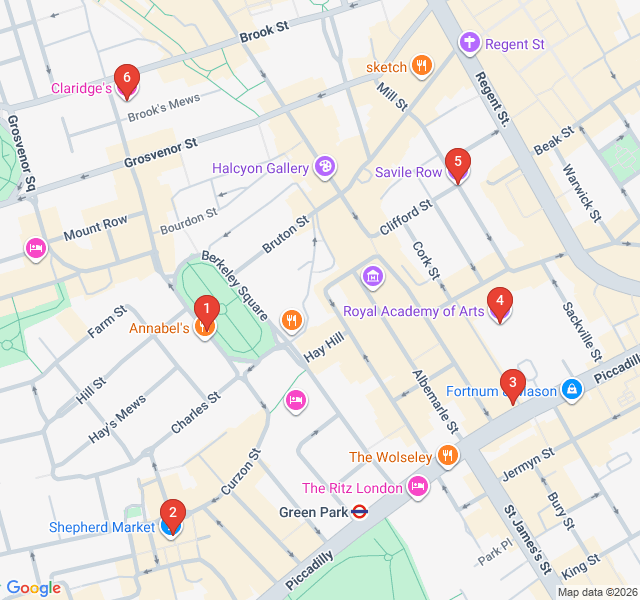 Route map for Mayfair's Luxury & Secret Squares