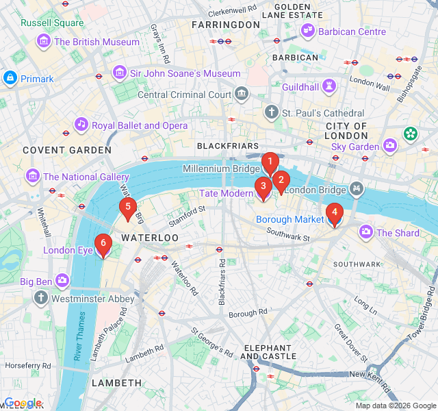 Route map for Southbank Riverside: Culture & Skyline Views