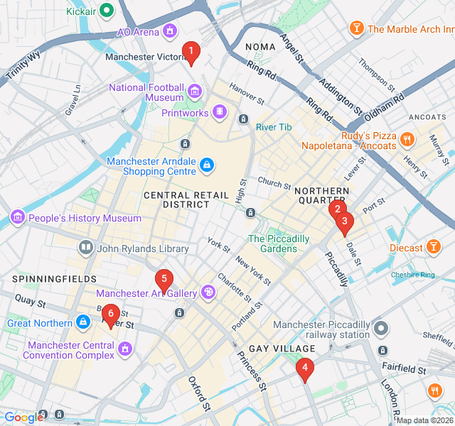 Route map for Manchester on Screen: The Film & TV Location Route