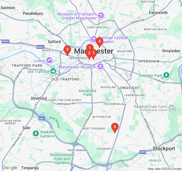 Route map for The Manchester Music Trail
