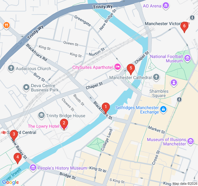 Route map for Manchester and Salford's Riverside Promenade