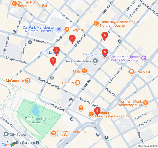 Route map for Vintage Thrifting and Indie Gems Trail