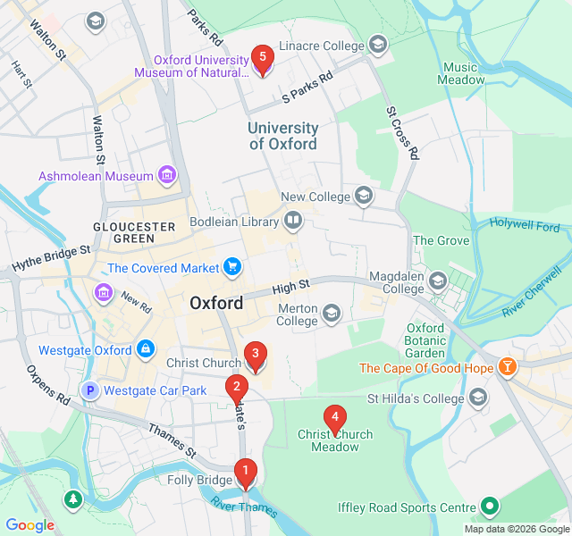 Route map for Alice in Wonderland's Real Oxford