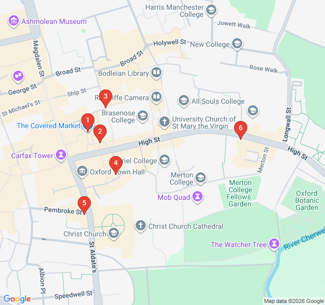 Route map for Oxford’s Culinary Heart: The Covered Market