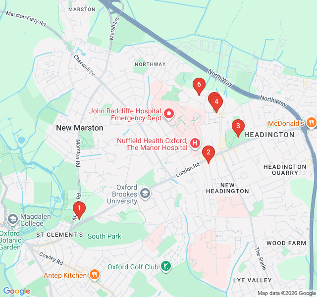Route map for Headington: Sharks and Sunken Paths
