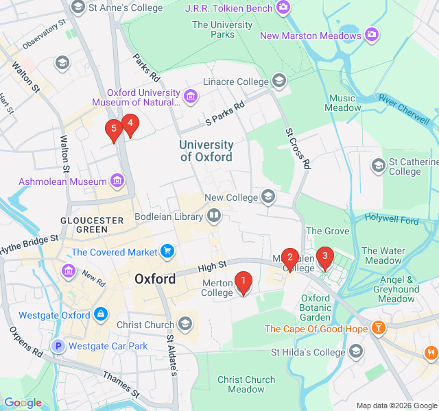 Route map for Literary Legends of the Inklings