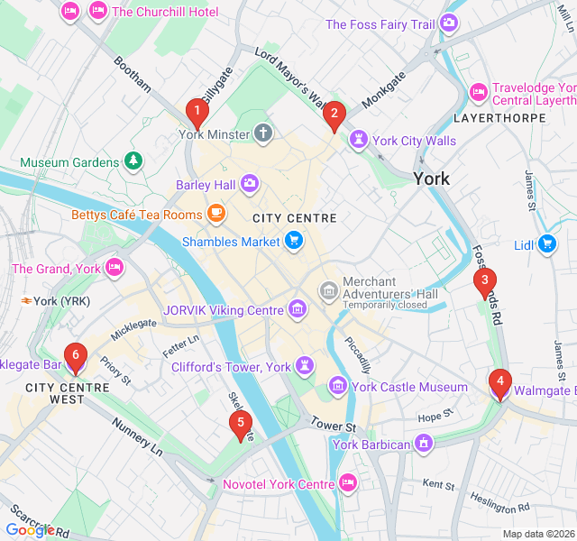 Route map for The Complete York City Walls Circuit