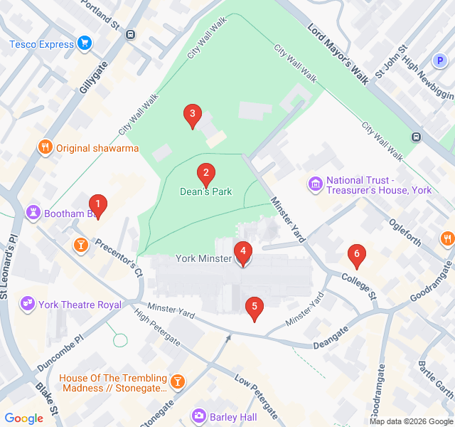 Route map for Gothic Grandeur and the Minster's Majesty